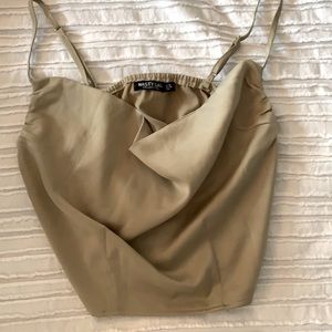 Sage Green Satin Cowl Neck Tank